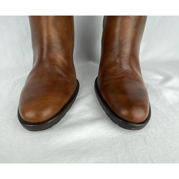 VTG J CREW Tall Boots Womens 5.5 Marbled Brown Leather Made in Italy High Heel - Picture 11 of 16